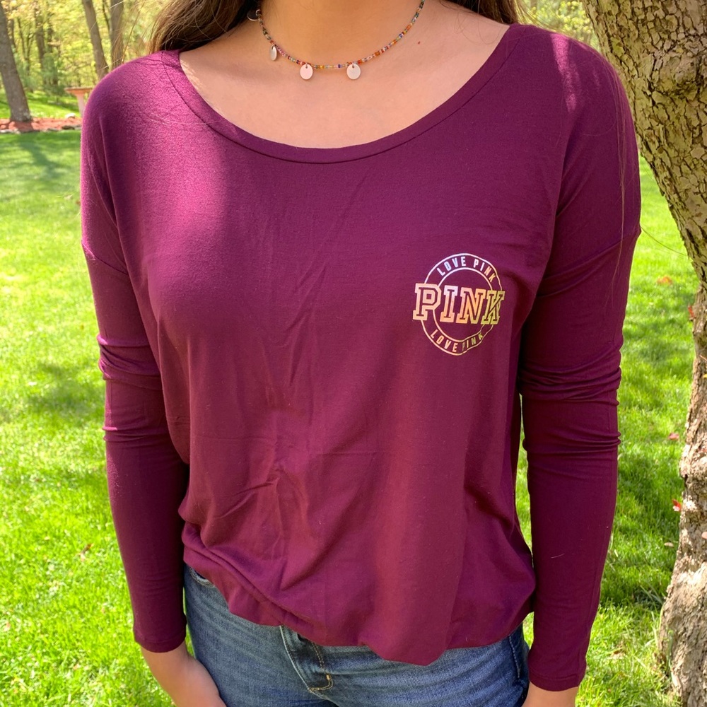 Long Sleeve Burgundy Tee Shirt